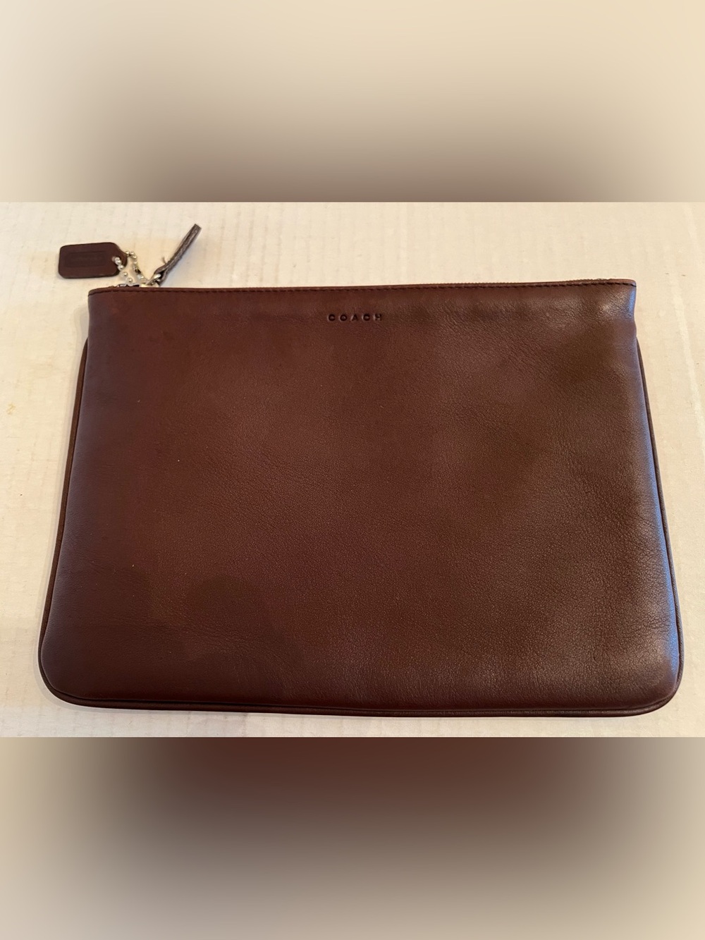 Vintage Coach Cosmetic case Pouch Make up bag purse Mahogany Brown leather NWOT